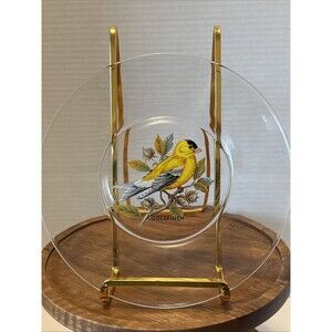 Birds painted On Clear Glass Plates Robin Goldfinch Blue Jay Tufted Titmouse